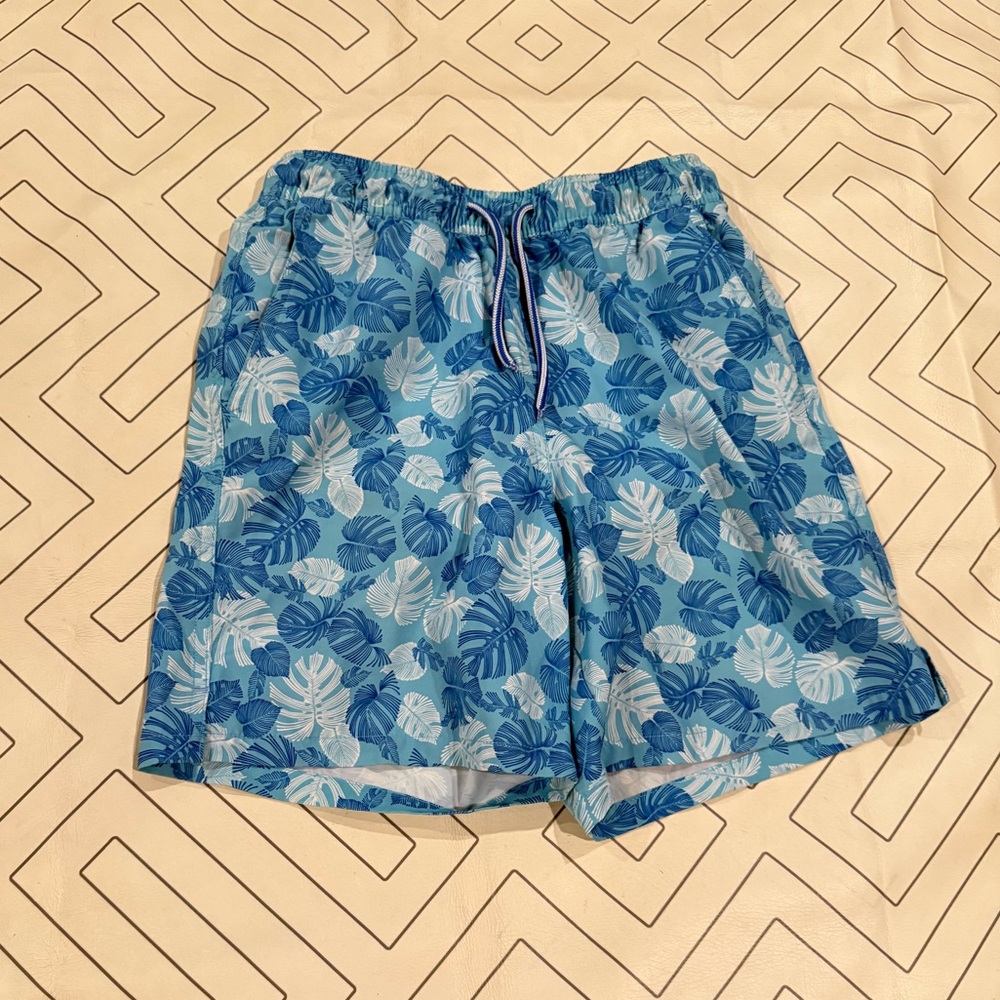 Peter Millar Blue Palm Leaf Swim Trunks
